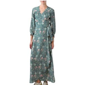 Natalie Martin Green and White Maxi Dress